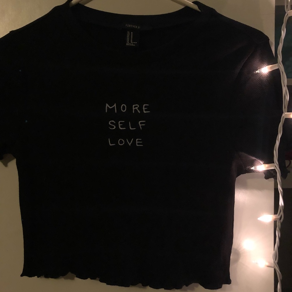 FOREVER 21 “More Self Love” cropped t-shirt